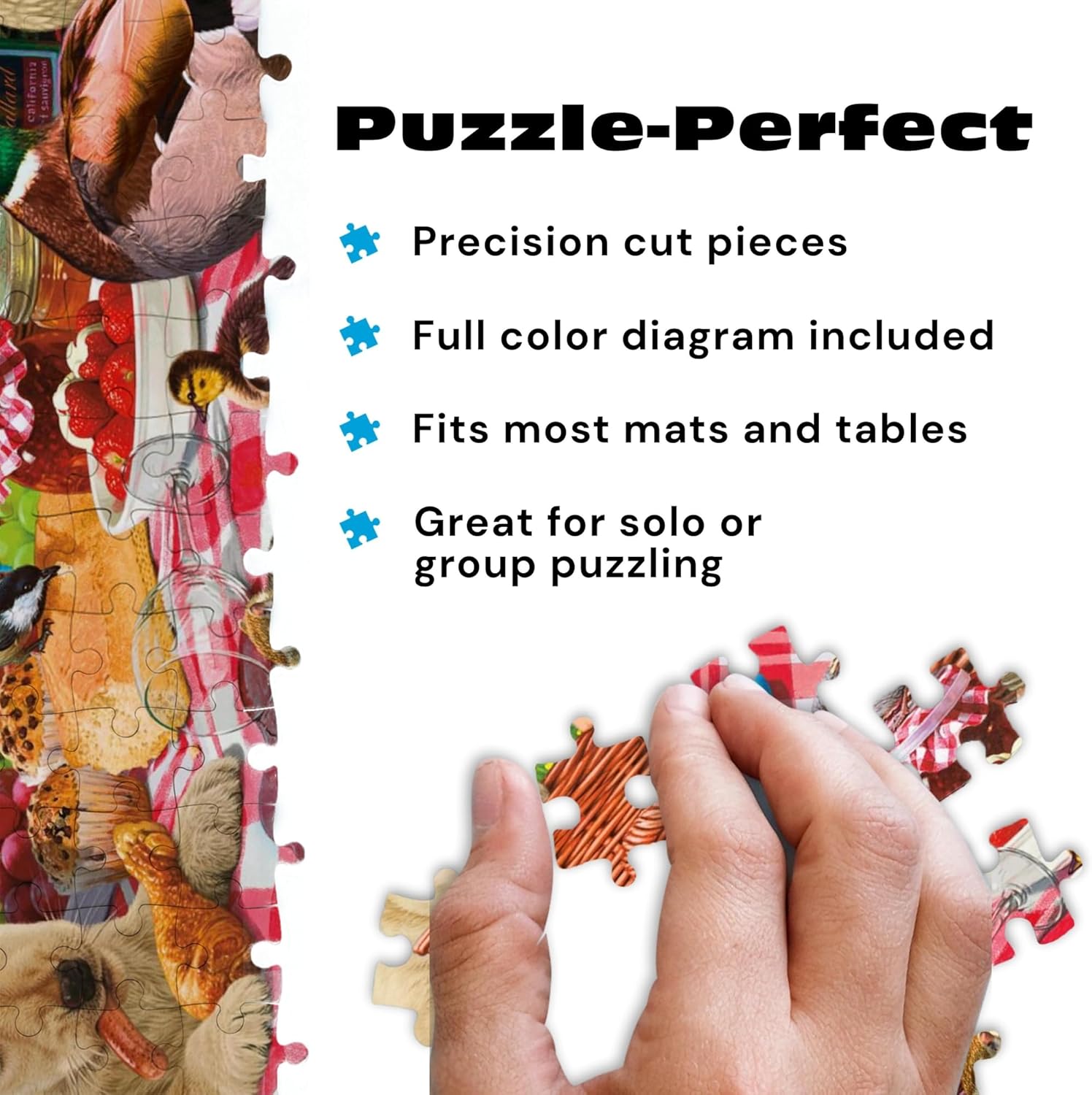 Buffalo Games - Picnic Raiders - 300 Piece Puzzle for Adults, Oversized Large Jigsaw with Easy to Grasp Pieces - Steve Read - Adorable Animals Collection