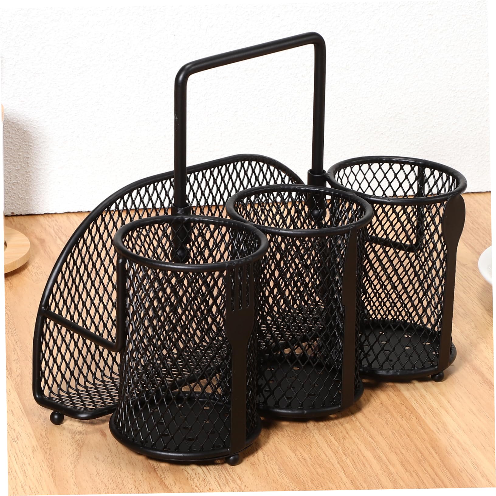 PRETYZOOM 2 Piezas Caja De Almacenamiento De Vajilla para Picnic Al Aire Organizador De Despensa sobre La Puerta Condimento Cesta De Palillos Tendedero para Utensilios Black Planchar