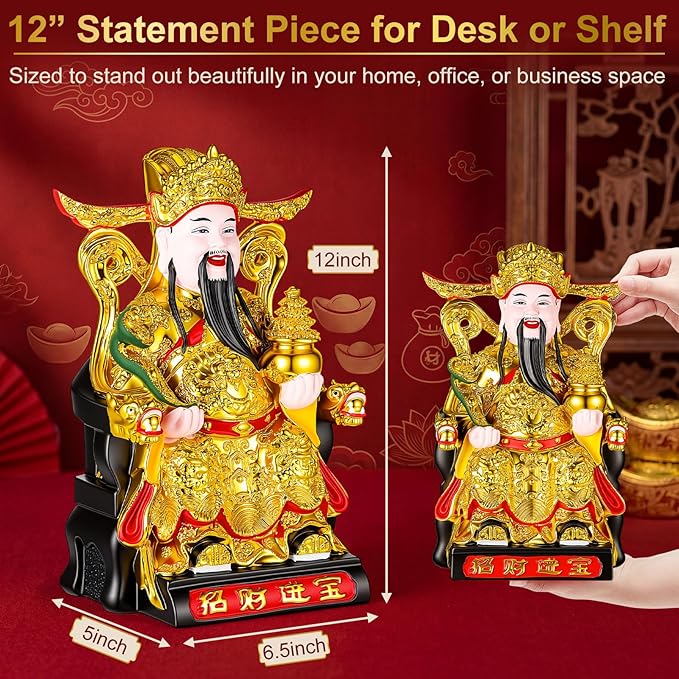Figura Decorativa Chunful Dios de la Riqueza Resina Dorado 30 cm miniatura 3