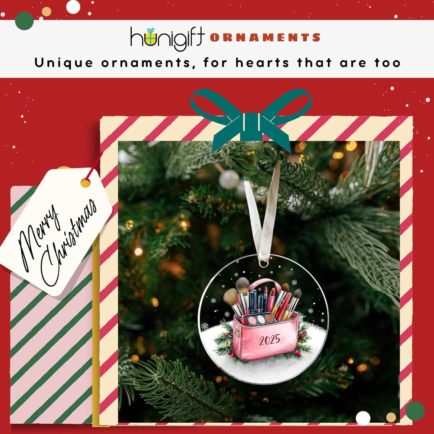 Makeup Ornament - Makeup Tool Ornaments for Christmas Tree - Lipstick Eyelash Brush Cosmetology Ornaments for Girls, Teenagers, Beauticians, Beauty Lovers - Acrylic Make-Up Artist Ornament - Image 7