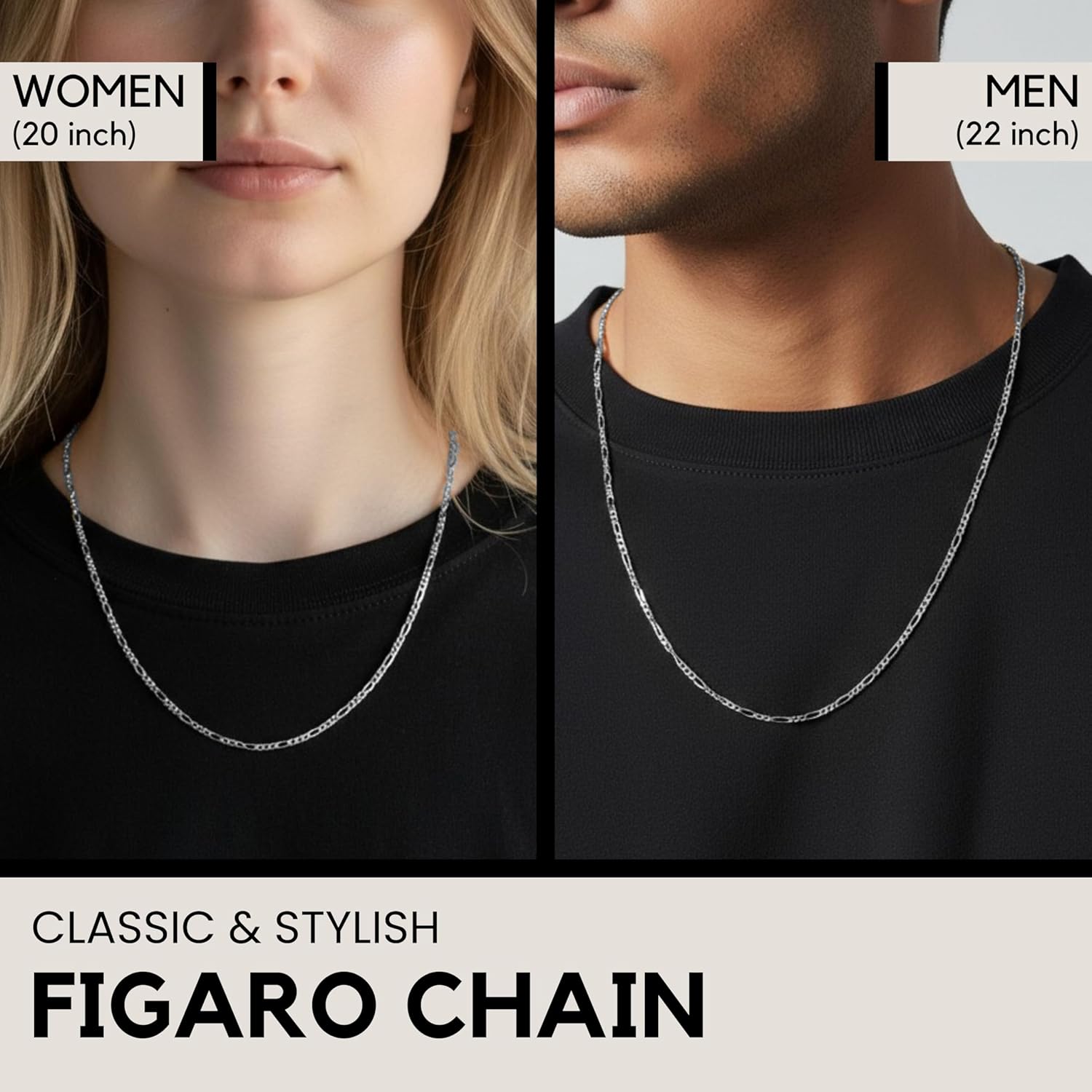 KISPER Silver Chain for Men Women - 925 Sterling Silver Italian Figaro Mariner Curb Chain Necklace for Men - Made in Italy - Image 2