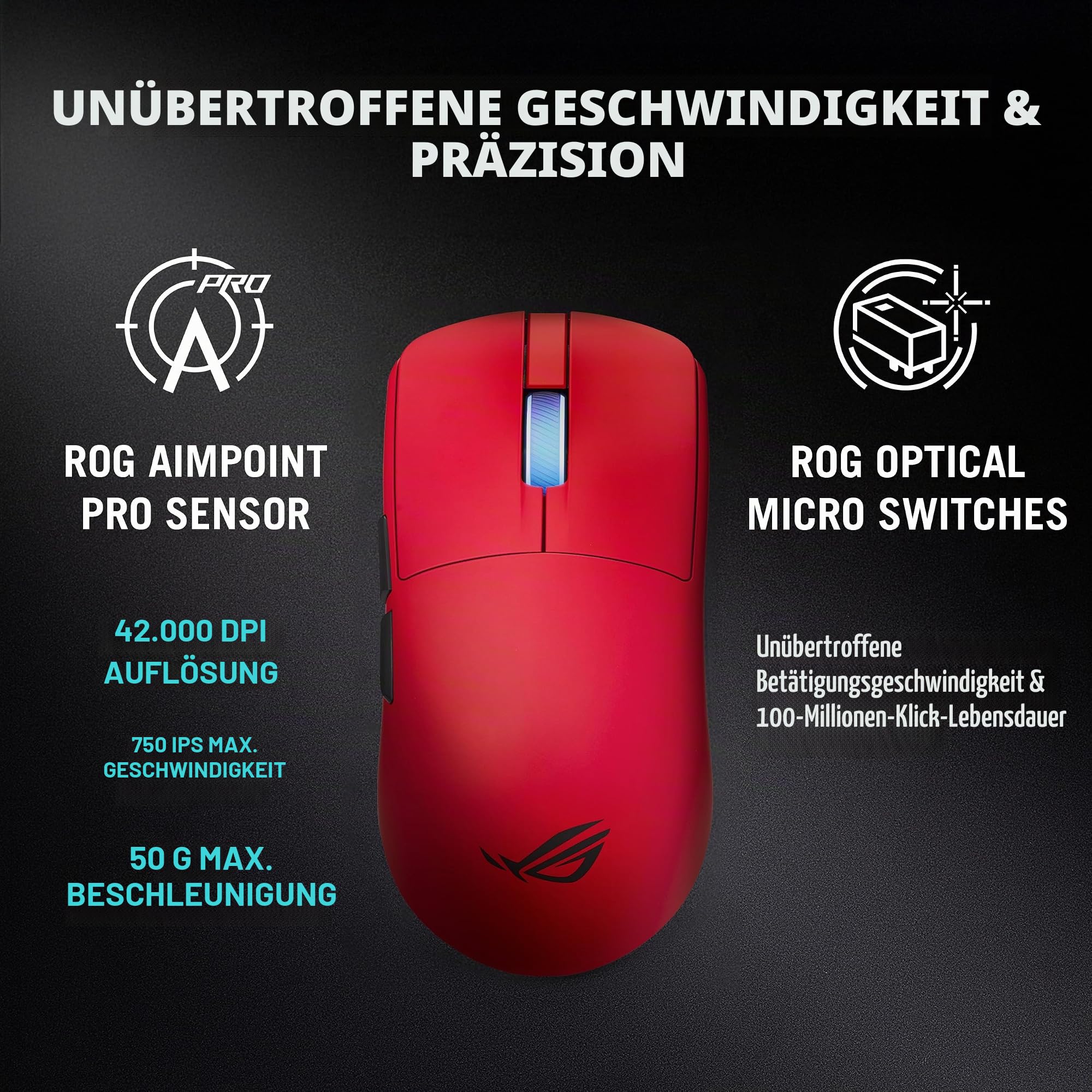 Asus ROG Harpe II Ace Lava Red Wireless Gaming Maus – Bild 6