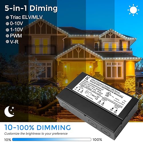 Miniatura 4 de Controlador LED regulable de 12 V 100 W, 5 en 1 TriacELVMLV0-10V1-10VPWMV-R, fuente de alimentación de CA a CC, transformador LED impermeable IP67,