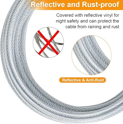 Miniatura 5 de Tresbro Cable de amarre para perros de 30 pies cadenas de perro resistentes para exteriores con gancho giratorio de resorte cables de cable para