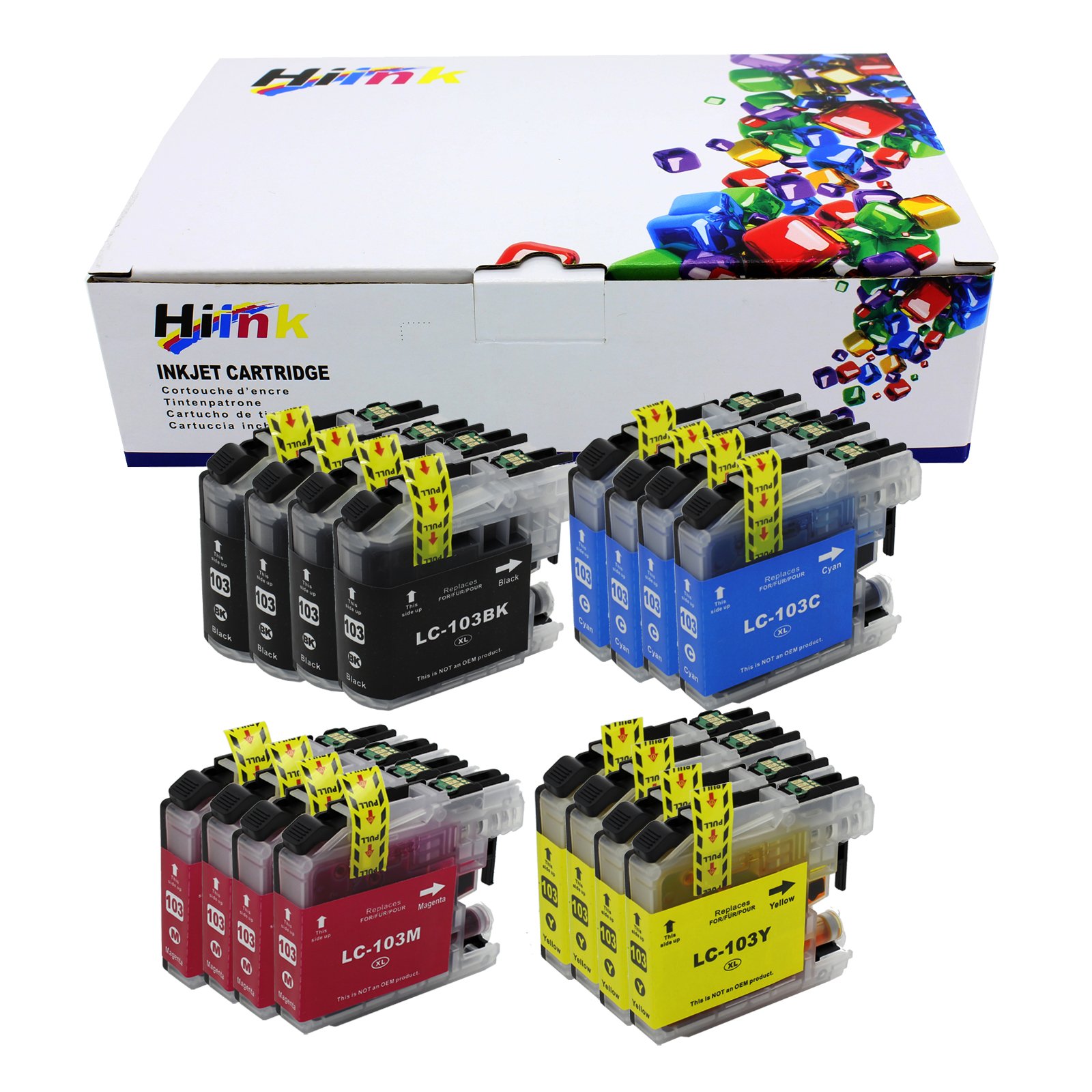 HIINK Compatible Ink Cartridge Replacement for Brother LC103XL LC101 LC103 Ink Cartridges Use in MFC-J245 MFC-J285DW MFC-J450DW MFC-J475DW MFC-J650DW