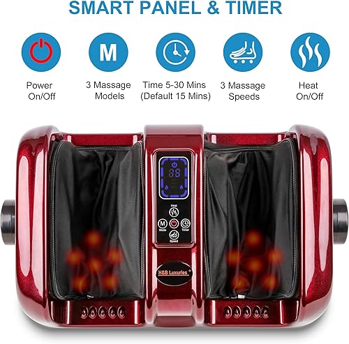 Miniatura 4 de H&B Luxuries Shiatsu - Máquina masajeadora de pies con control remoto, masajeadores de amasamiento y rodamiento para pies, tobillo, pantorrilla,