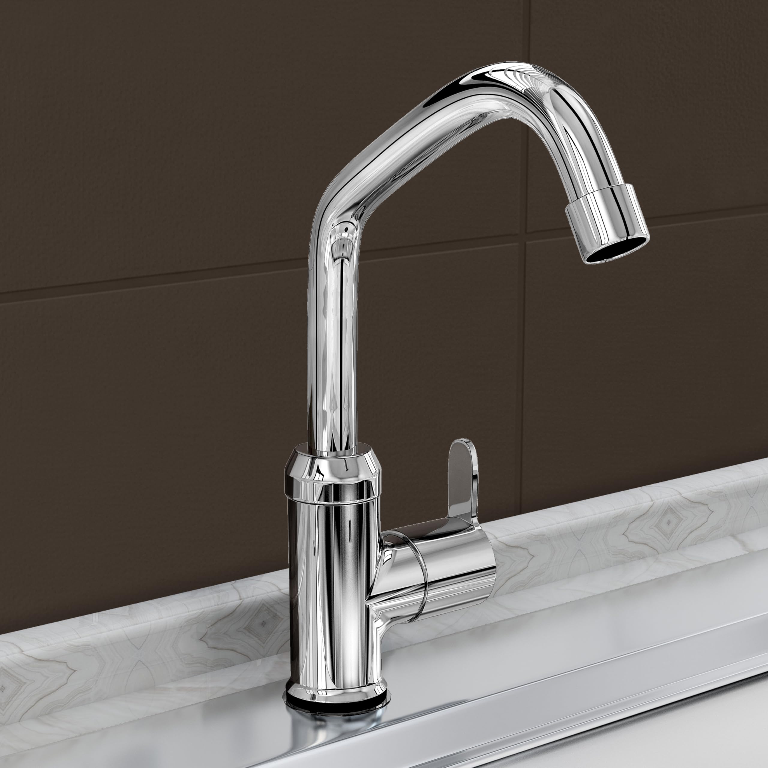 Plantex Pure Brass Single Lever Kitchen Taps for Home Sink/Kitchen Tap with Water Saving Nozzle for Sink Tap with 7 Year Warranty -(FLO-812-Mirror-Chrome)