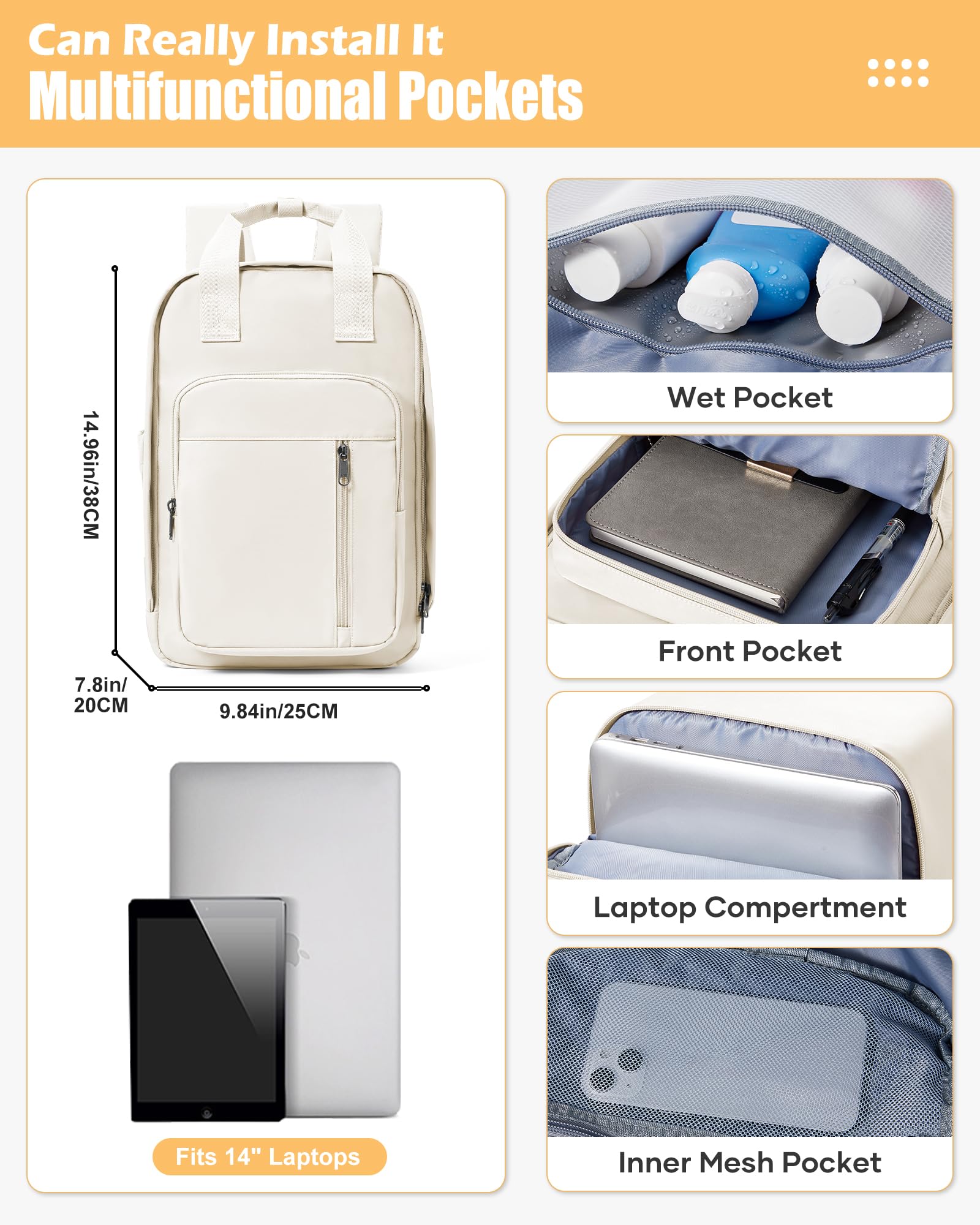 SZLX Zaino Ryanair 40x20x25 Donna Zaino da Viaggio 40x30x20 Sottovuoto con pompa Bagaglio a Mano Sottovuoto Uomo Borse da Cabina 45x36x20 Easyjet con scomparto per scarpe per Laptop da 14 Pollici