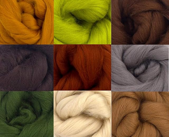 Molten Designs Merino Wool Tops - Earth Tones - Pack of 9