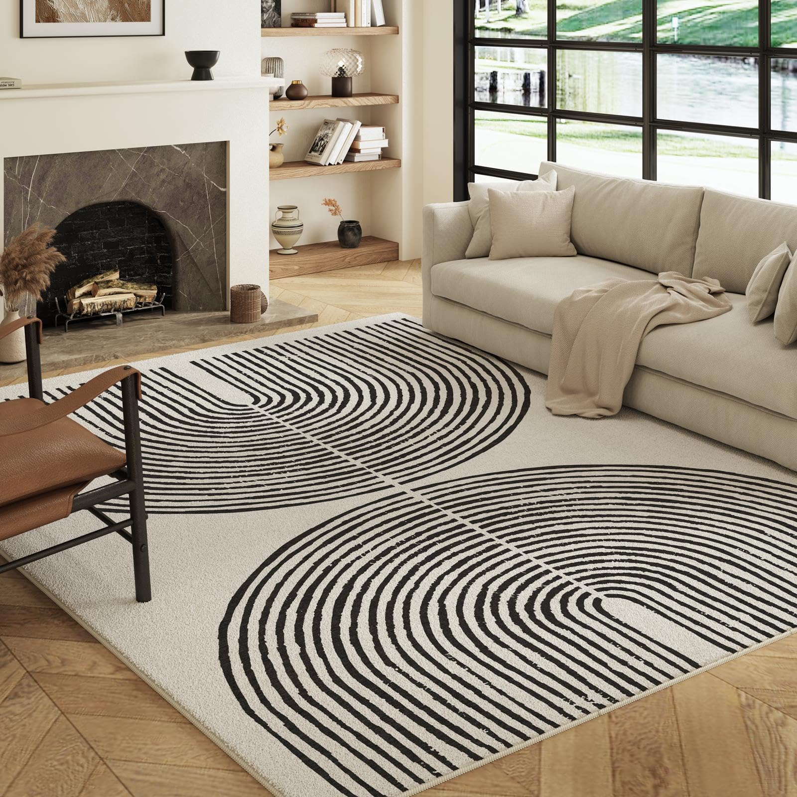 Decoranddecor Geometric Rugs Living Room, 160X230cm – Washable, Low Pile, Pet Friendly, Oriental Pattern Dining Easy Clean Durable Carpet – Brayen