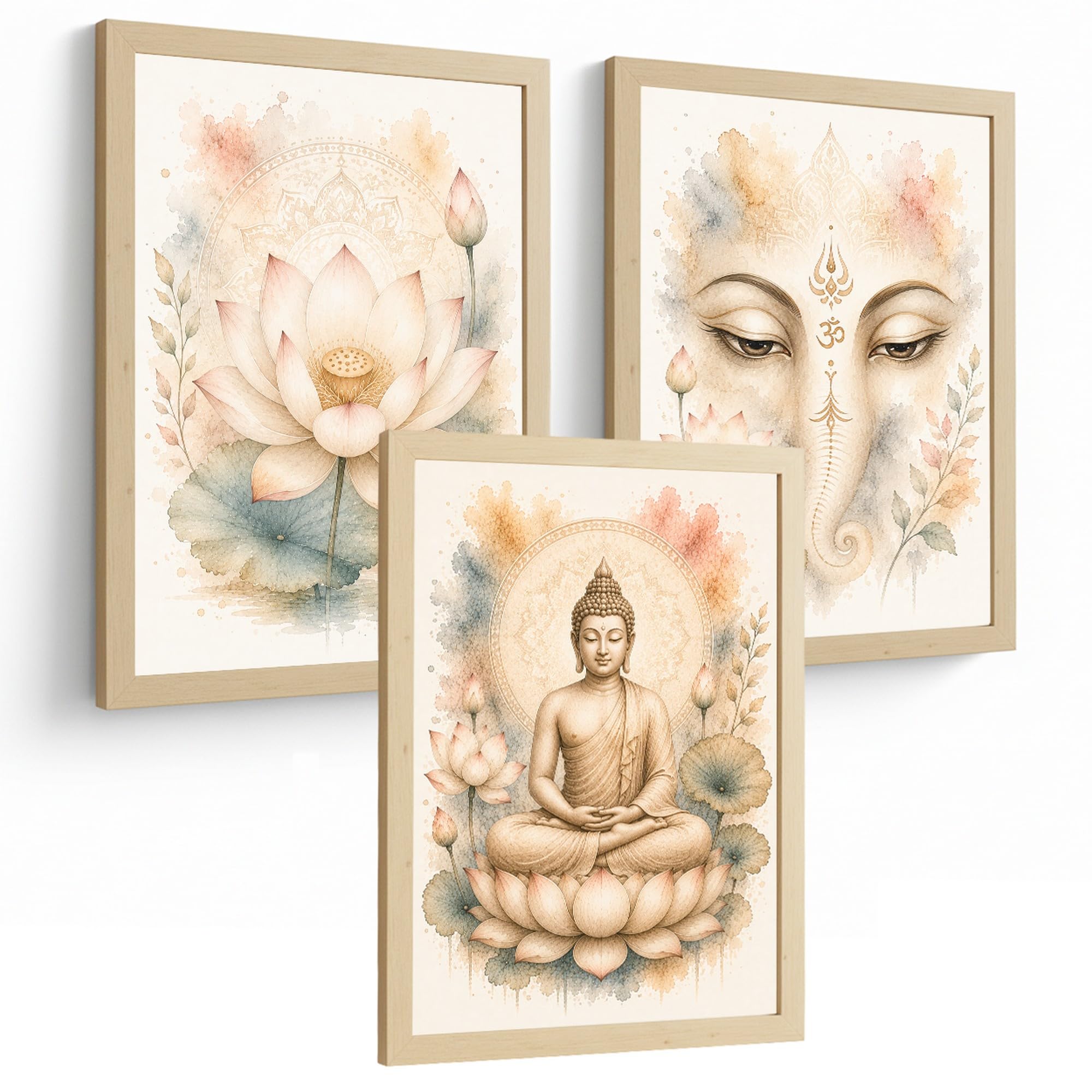 Nacnic Spiritual Posters with Buddha, Lotus and Ganesha Art