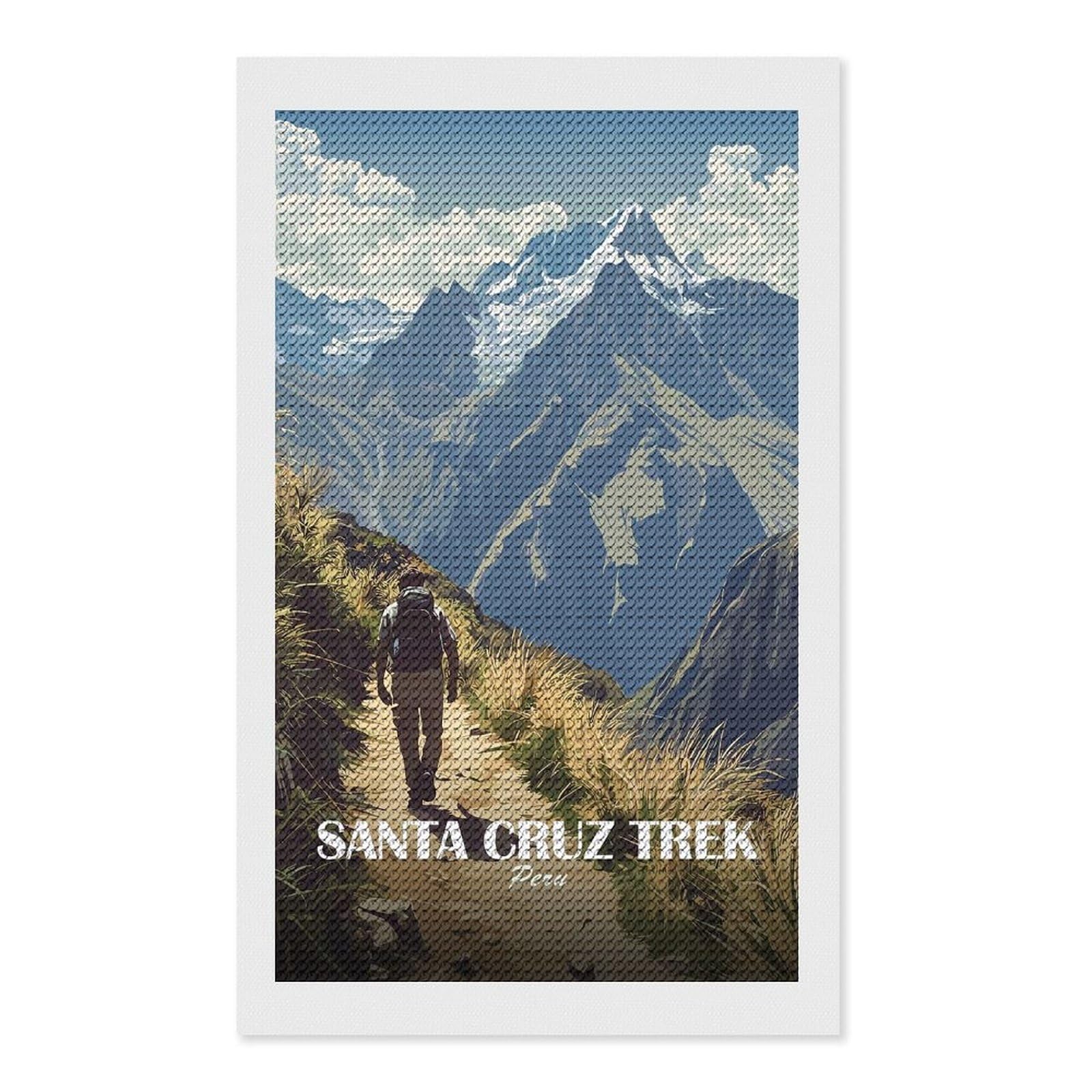 Junmoney Santa Cruz Trek Peru DIY Diamond Art Canvas Kit 12"x20", Decorate Your Room, Sparkling Round Gems, Fun Craft Experience, Farmhouse Decor