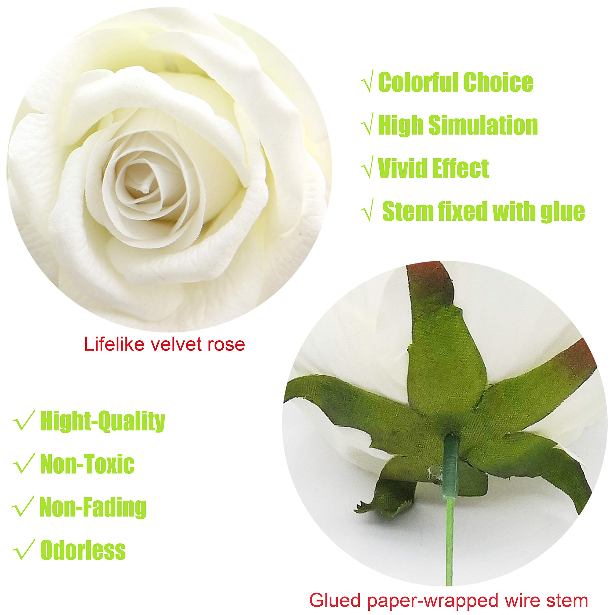 cnKnight Rosa artificiale all'ingrosso alla rinfusa 100pcs 10'' velluto seta rosa con gambo filo reale cercando fiore falso per matrimonio bouquet da sposa decorazione casa fiore parete capelli