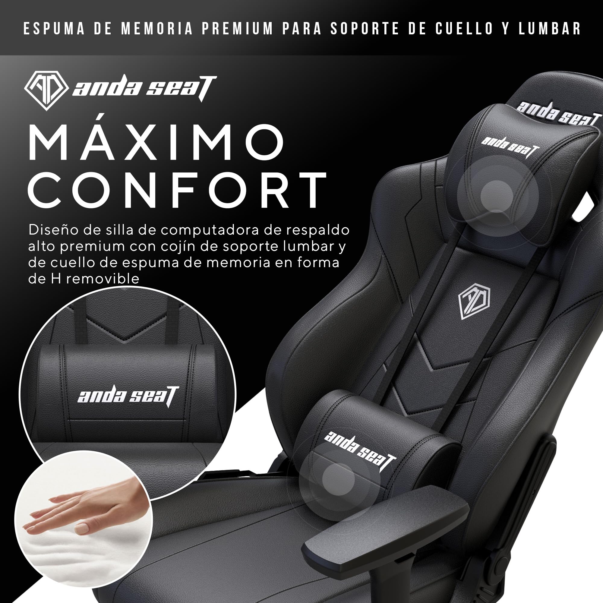 Anda Seat Dark Demon Dragon Grande Silla Gaming, Comoda Silla Racing Gamer Adulto para Trabajo/Oficina/Estudio/Gaming, Sillas Ergonomicas para Ordenador, Ergonomic Office Desk Chair - Negra Grande