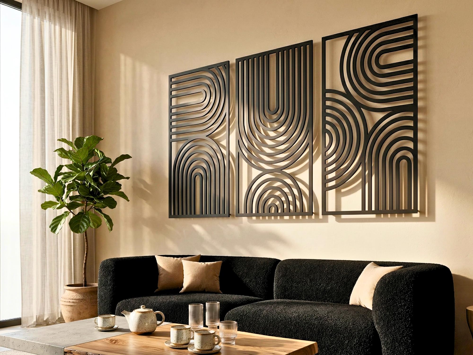 Vailla Boho Wall Art Wooden 3D โ Home Decoration Modern Decor Living Room โ image 1
