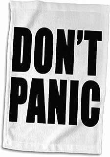 3D Rose Don't Panic Hand Towel, 15" x 22", Black