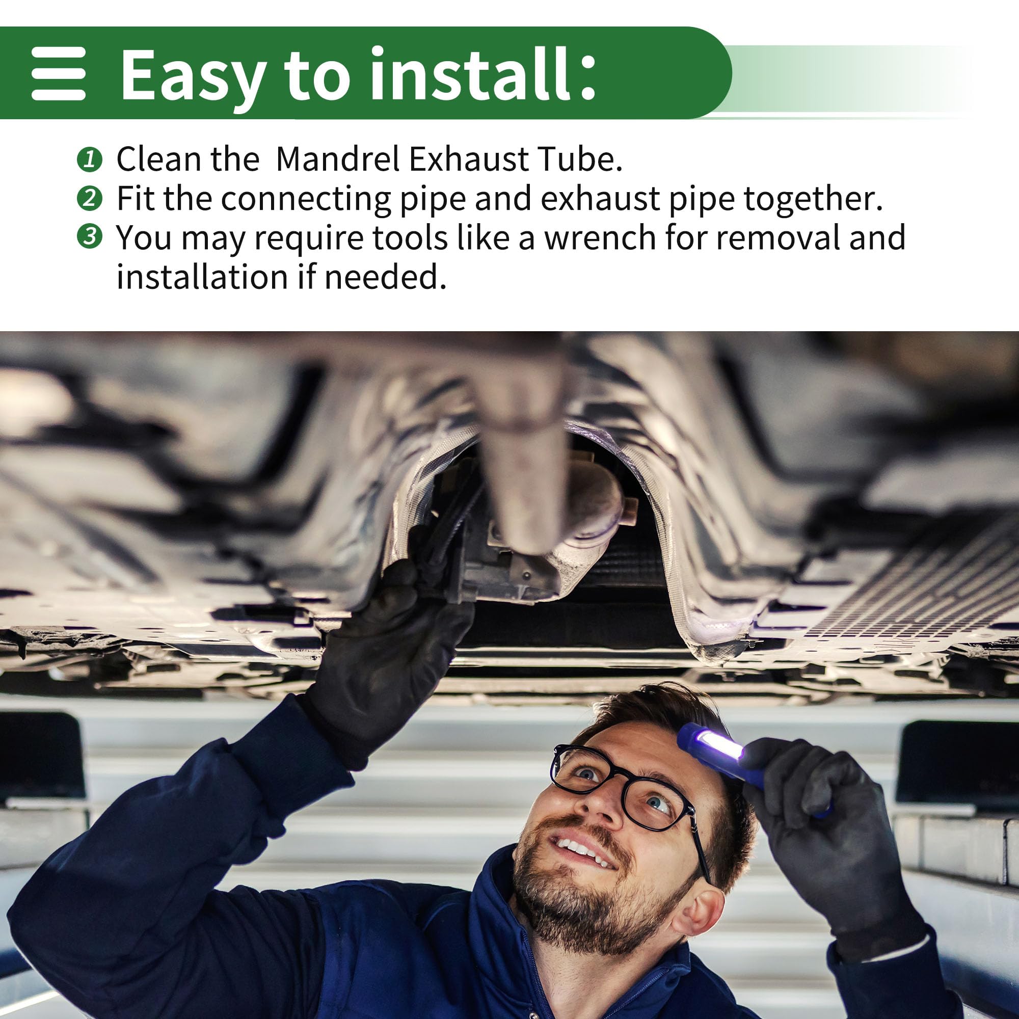 Motoforti Tubo Scarico Mandrino 45 Gradi 1 Pc Acciaio Inossidabile T304 | Tono Argento 5" OD 11.81" Lunghezza Gamba 300mm Fai Da Te Per Auto Taglio E Saldatura Disponibili Resistente Al Calore