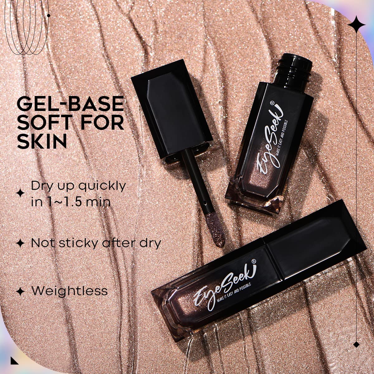 Amazon.com : EYESEEK Liquid Eyeshadow Metallic Brown Eye Makeup, Brilliant  Cream Gel Shimmer Glitter Shadow Brightener - Desert Brown : Beauty &  Personal Care