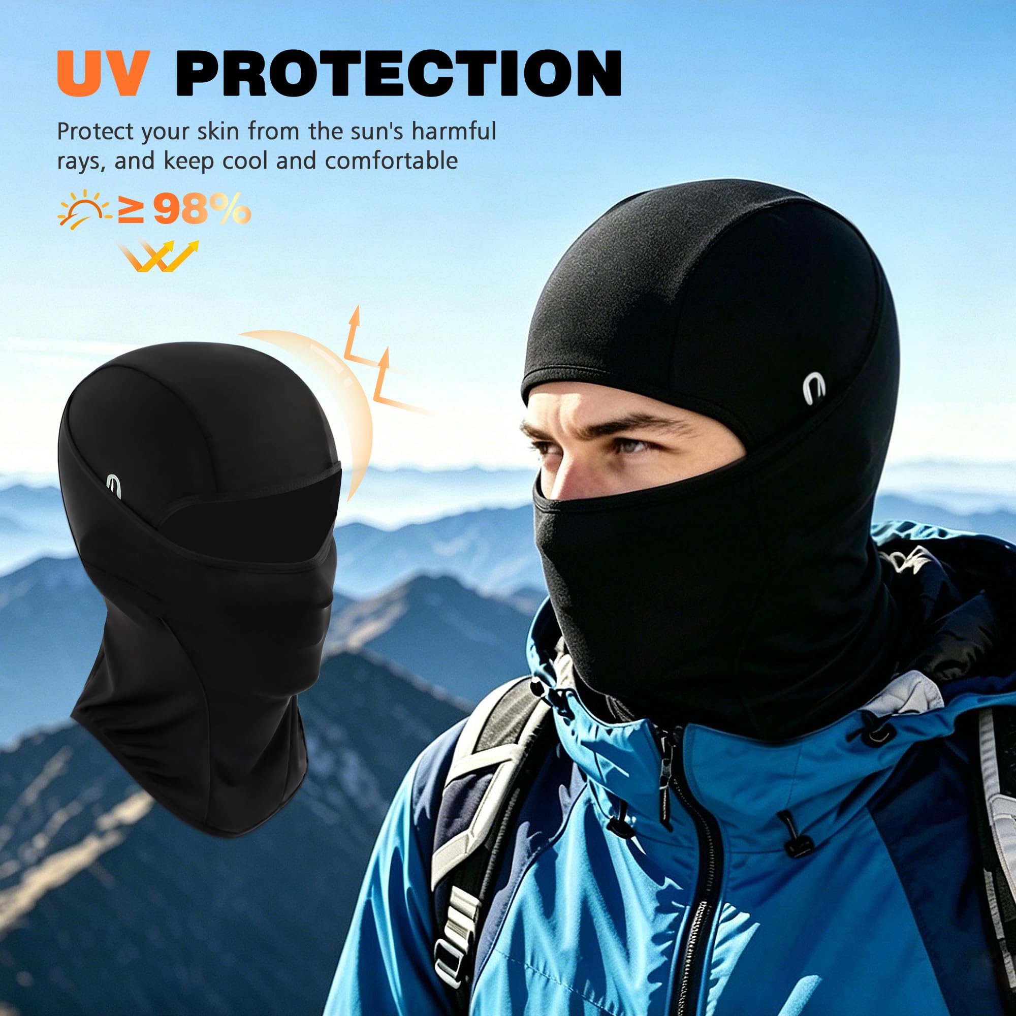 2 Pack UV Balaclava with Glasses Holes, Summer Cooling Ice Silk Breathable Full Face Mask for Motorcycle Cycling - 4