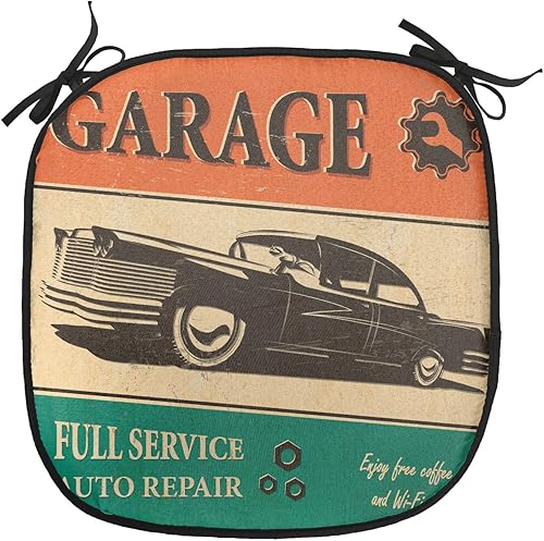 Miniatura 13 de Lunarable Cojín retro para silla, dibujo de chica a la moda en tierra primavera campo margaritas arte, acolchado de asiento para cocina y patio con