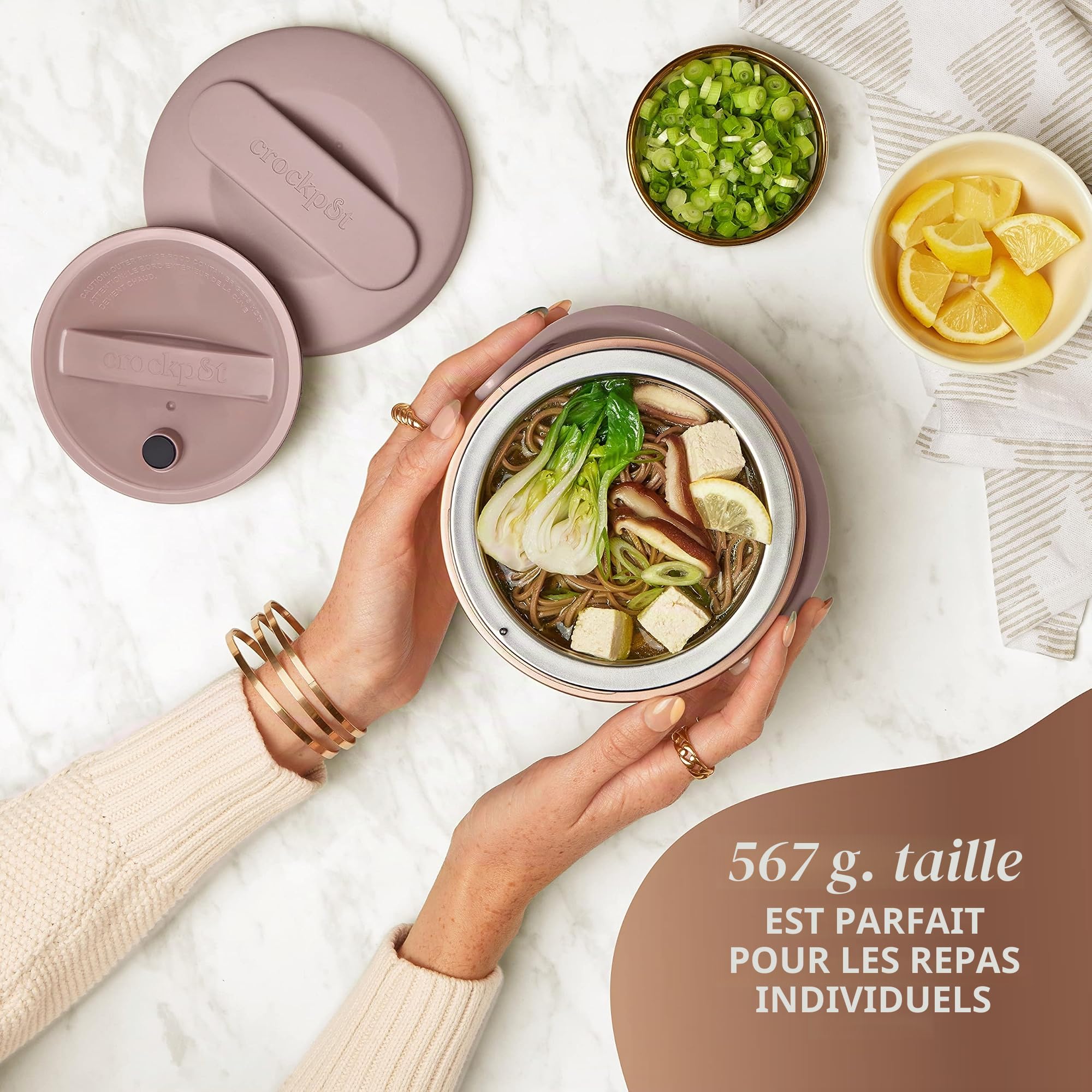 Crockpot Electric Lunch Box, Portable Food Warmer for Travel, Car, On-the-Go, 20-Ounce, Blush Pink
