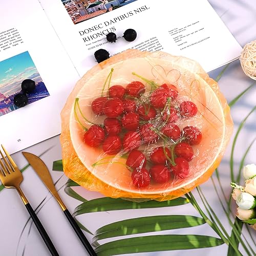 Miniatura 5 de Ruisita 120 fundas de plástico para platos de platos, reutilizables, elásticas, coloridas, para almacenamiento de alimentos, 6 colores translúcidos