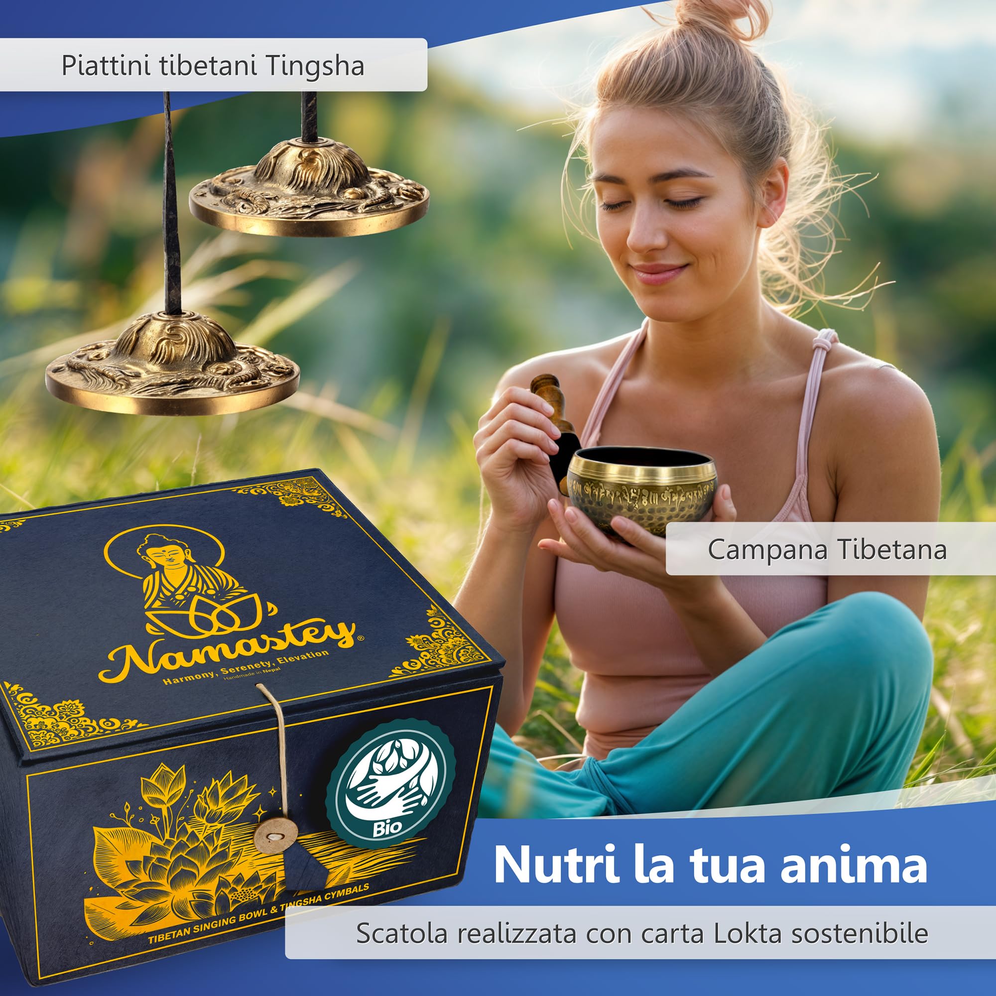 Tibetan Meditation Singing Bowl-für Yoga, spirituelle Heilung und Achtsamkeit Wu
