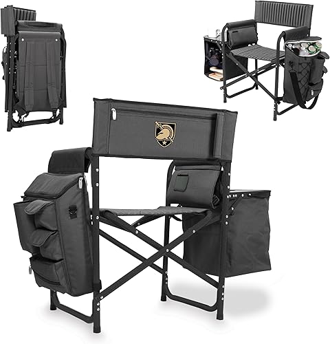 PICNIC TIME NCAA Army Black Knights Fusion - Silla de camping con mesa auxiliar y enfriador suave, silla de playa para adultos, silla de césped
