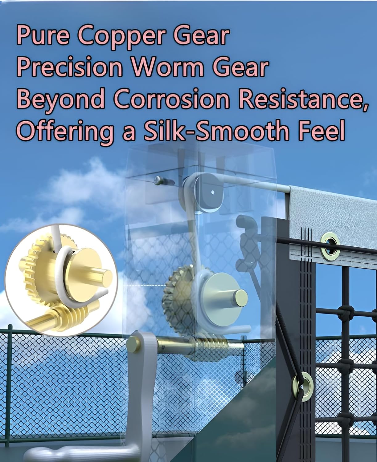 Professional Tennis Net System with Aluminum Posts & Copper Gear - Complete Rust-Proof Tennis Net Set with Automatic Locking
