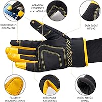 Vista 8 de Insulated Synthetic Leather Winter Work Gloves - 3M Thinsulate, Fleece-Lined, Water-Resistant Yellow&black