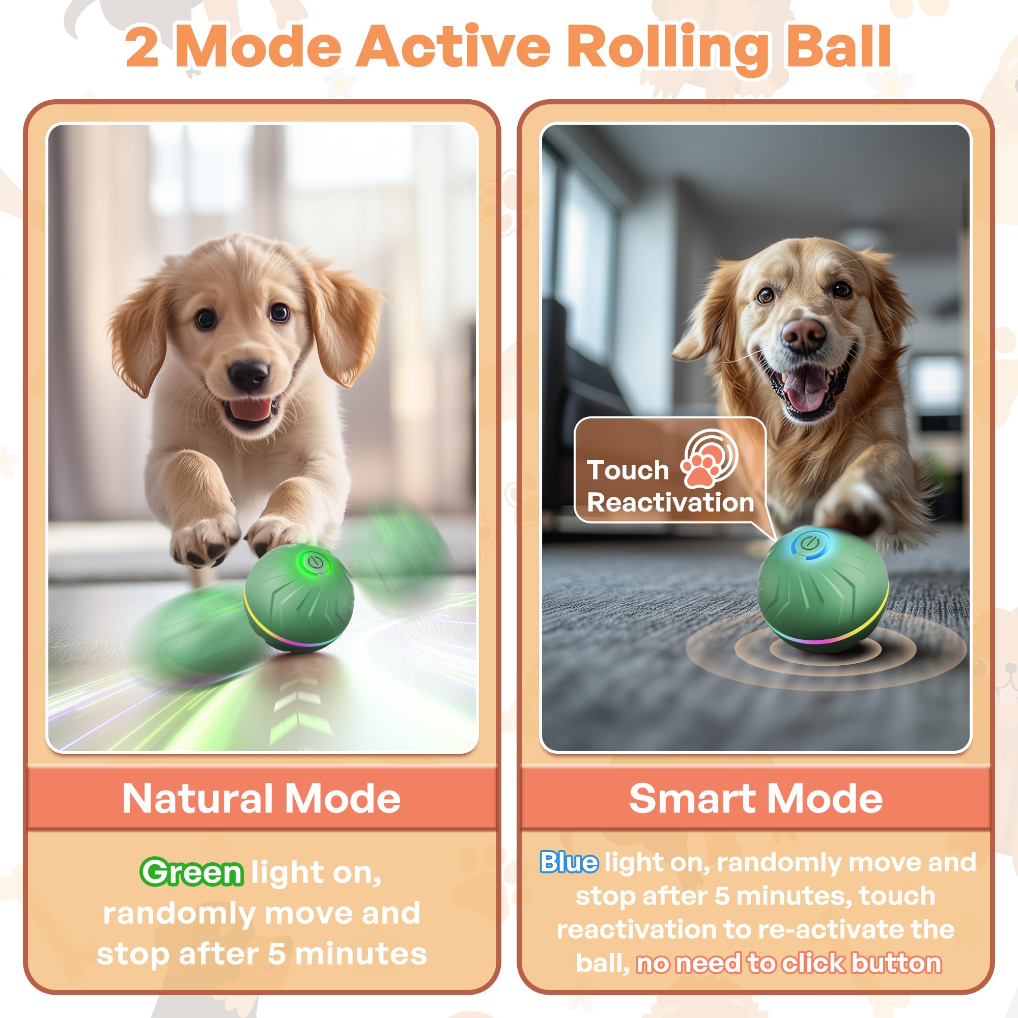 BXIHUR Interactive Dog Toys, New Electric Dog Toy, Automatic Moving Dog Toy, Dust And Waterproof Ip 54, Rechargeable - Image 3