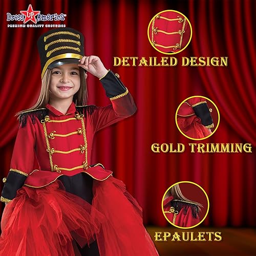 Miniatura 3 de Dress Up America Disfraz de banda de Majorette, disfraz de cascanueces para niñas, uniforme de soldado de juguete para niños