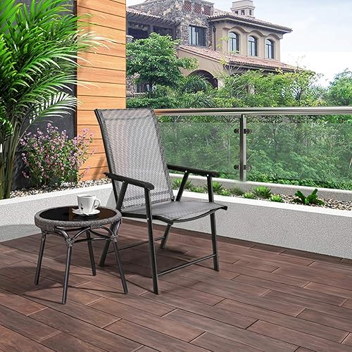 Miniatura 8 de S AFSTAR - Sillas plegables para patio, silla portátil con reposabrazos para exteriores, jardín, jardín, piscina