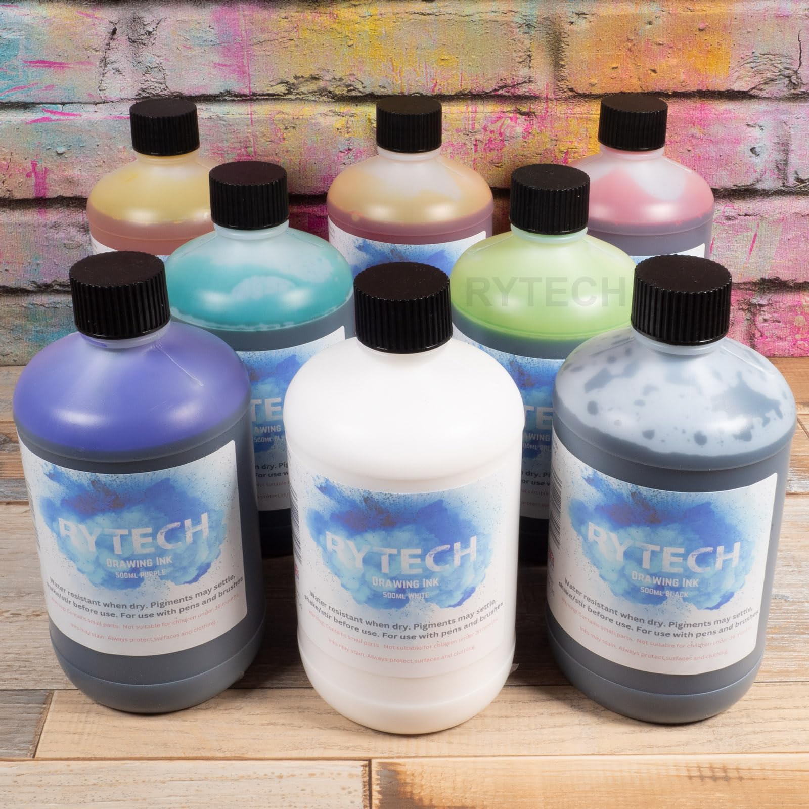 Rytech Water Based Drawing Ink 500ml Bottle, 8 Colours to Choose from, Artist Calligraphy Writing Craft Art Design (Blue)