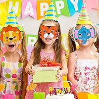 Vista 8 de Winlyn 27 juegos de máscaras de animales de la selva, kits de manualidades, máscaras faciales de animales de safari, máscaras de espuma para fiestas