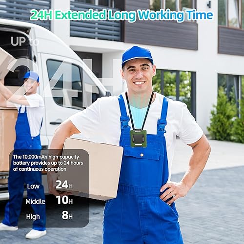 Miniatura 3 de Ventilador de cintura  Ventilador portátil con clip de cinturón con batería de 10000 mAh, tiempo de trabajo 24 horas, 3 velocidades, luz LED SOS,