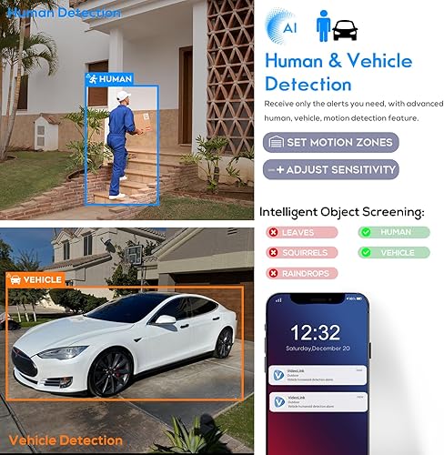 Miniatura 4 de Compatible con cámara IP Hikvision 8MP Colorvu Turret PoE (negro), cámara de visión nocturna 4K a todo color para exteriores con audiomicrófono,