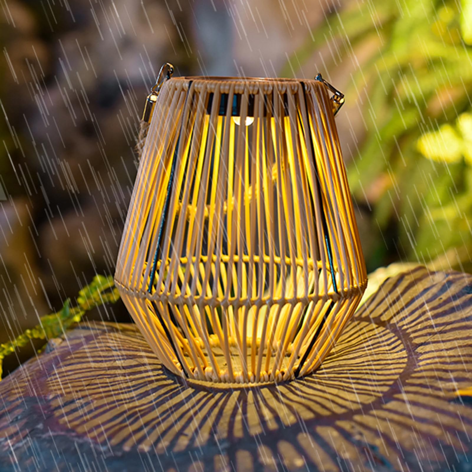 Wiszące lampiony solarne na zewnątrz, ogród, odporne na warunki atmosferyczne, rattanowe wzornictwo na balkon i wystrój ogrodu