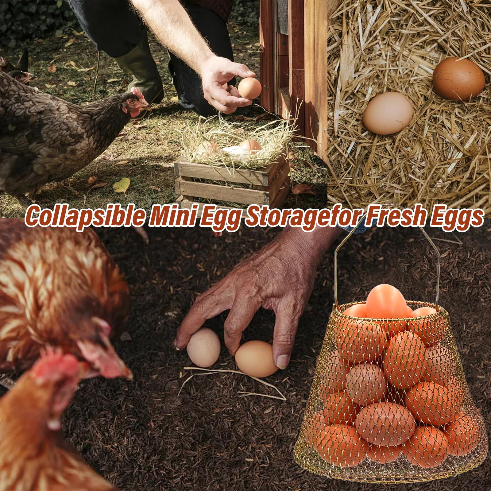 2 cestas de huevos para recoger huevos frescos, cesta de recogida de huevos, cestas de huevos para granja de huevos frescos, cesta plegable con asa, adecuada para granja, refrigerador y almacenamiento