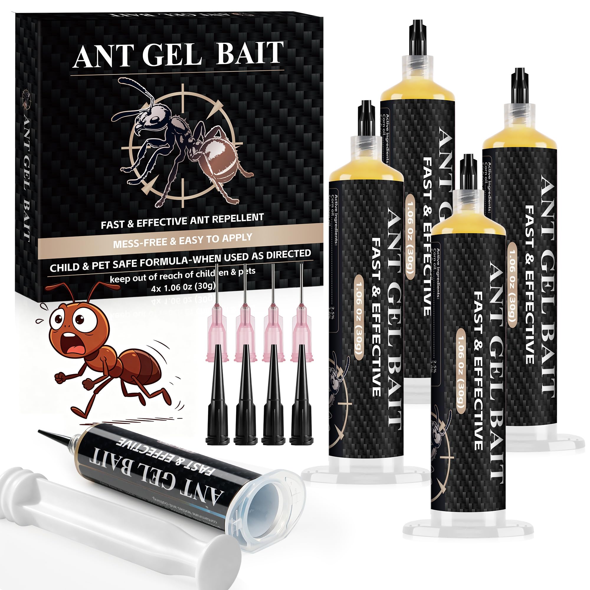 4 Stück Ameisen-Boxen-Gel für Effektive in Innenräumen, 4 * 30G Ameisenköderdose Geruchslos, Sicher für Kinder & Haustiere