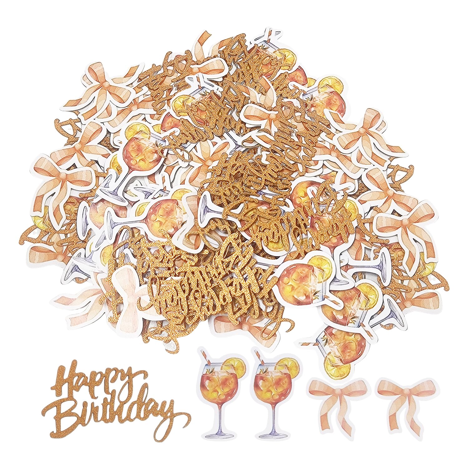 Ejufns Orange 200 Pieces Of Wine Glass Theme Birthday Sequins, Party Decoration, Gift Handmade Accessories, Suitable For Birthday Parties, Holiday Celebrations, Desktop Layout.