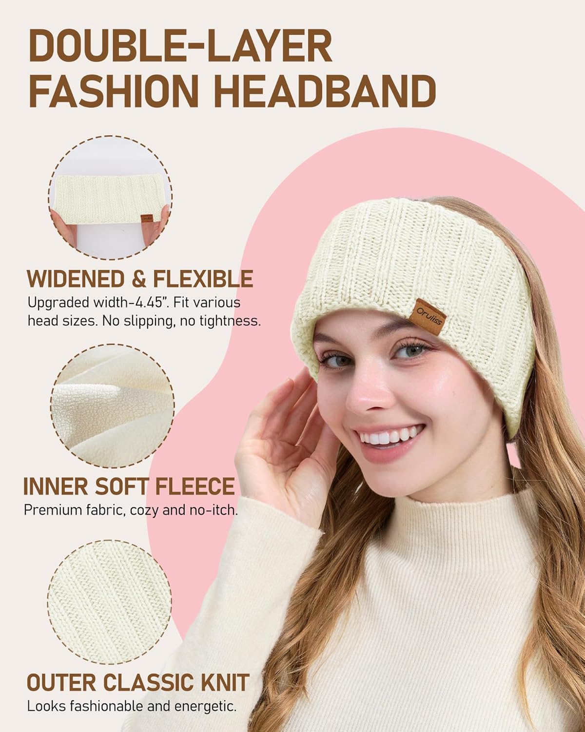 Women Winter Beanie Hat Scarf Gloves Headband Set, Fleece Lined Hat Ear Warmer Knit Long Scarf Touchscreen Gloves 4 Gift Set - Image 3