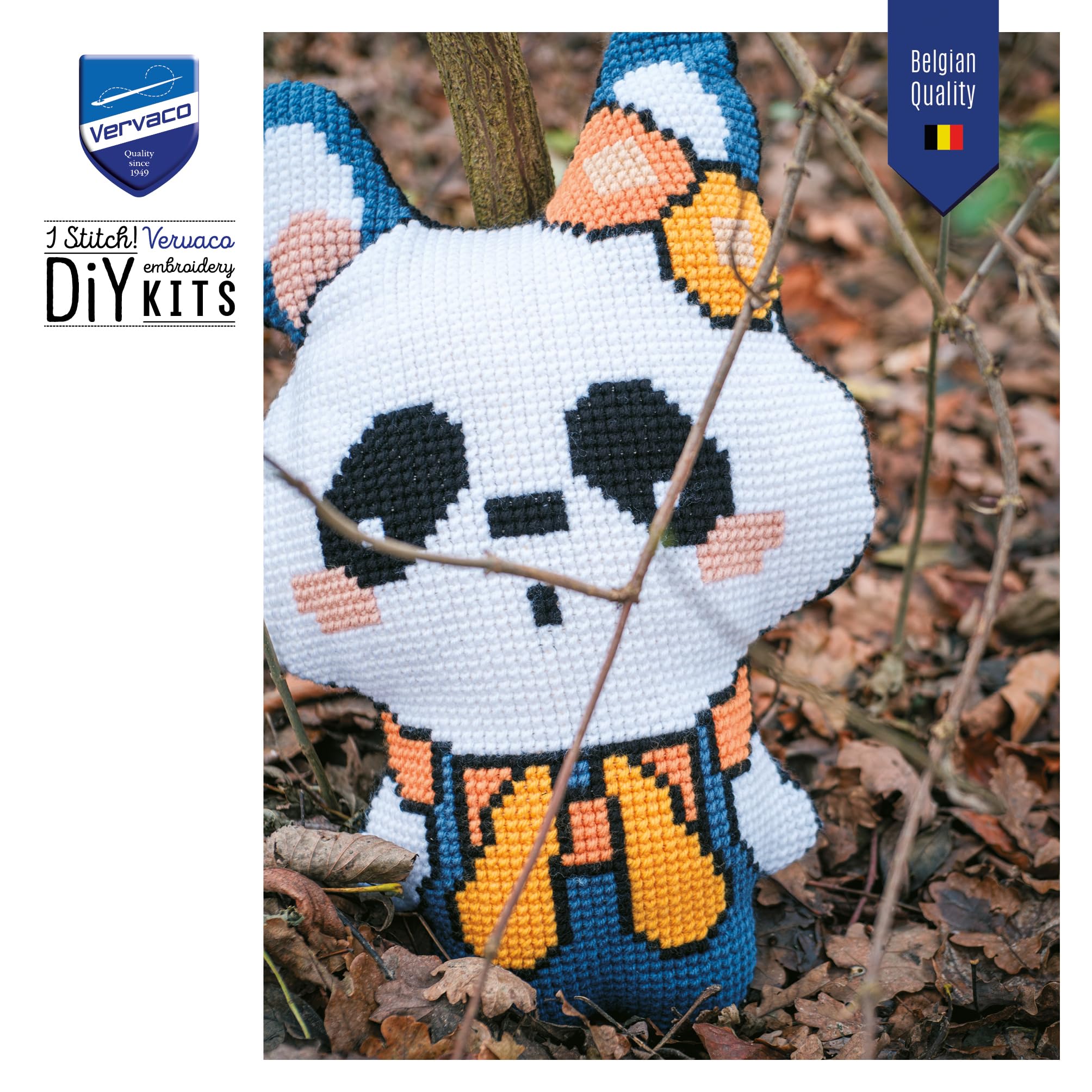 VERVACO Zestaw do Haftu Krzyżykowego Poduszka z Tyłem PANDA Kanwa z Nadrukiem 36 x 53 cm Gruba Włóczka Akrylowa Zrób to Sam Dekoracja Domu DIY Cross Stitch Kit