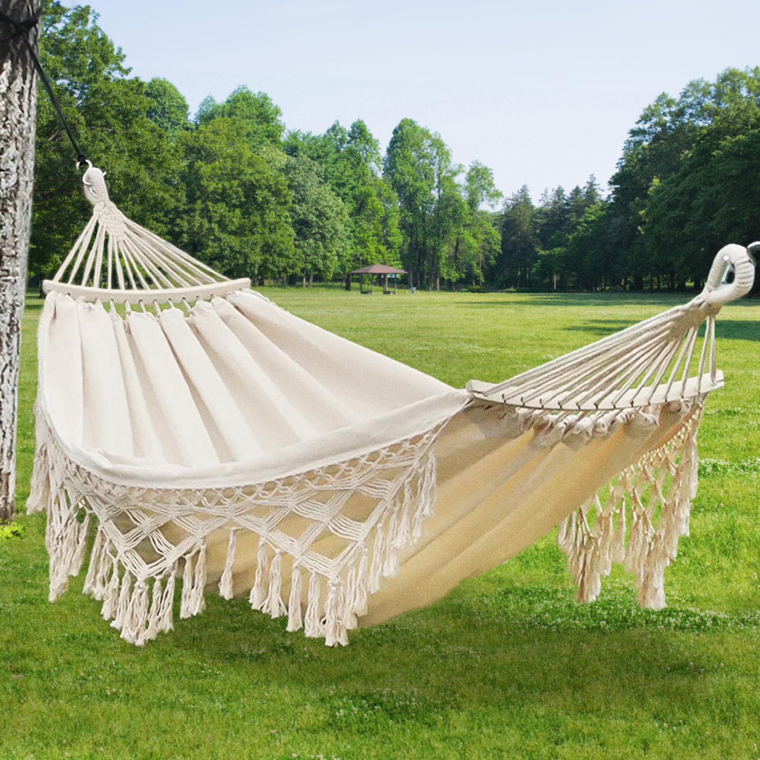 Amaca da Giardino con Nappe con Portatile Borsa, Amaca Tessuto Poltrona Sospesa in Stile Bohémia,Amaca Sedia Sospesa con Max 440 lbs Interno Esterno per Campeggio Dondolo da Giardino