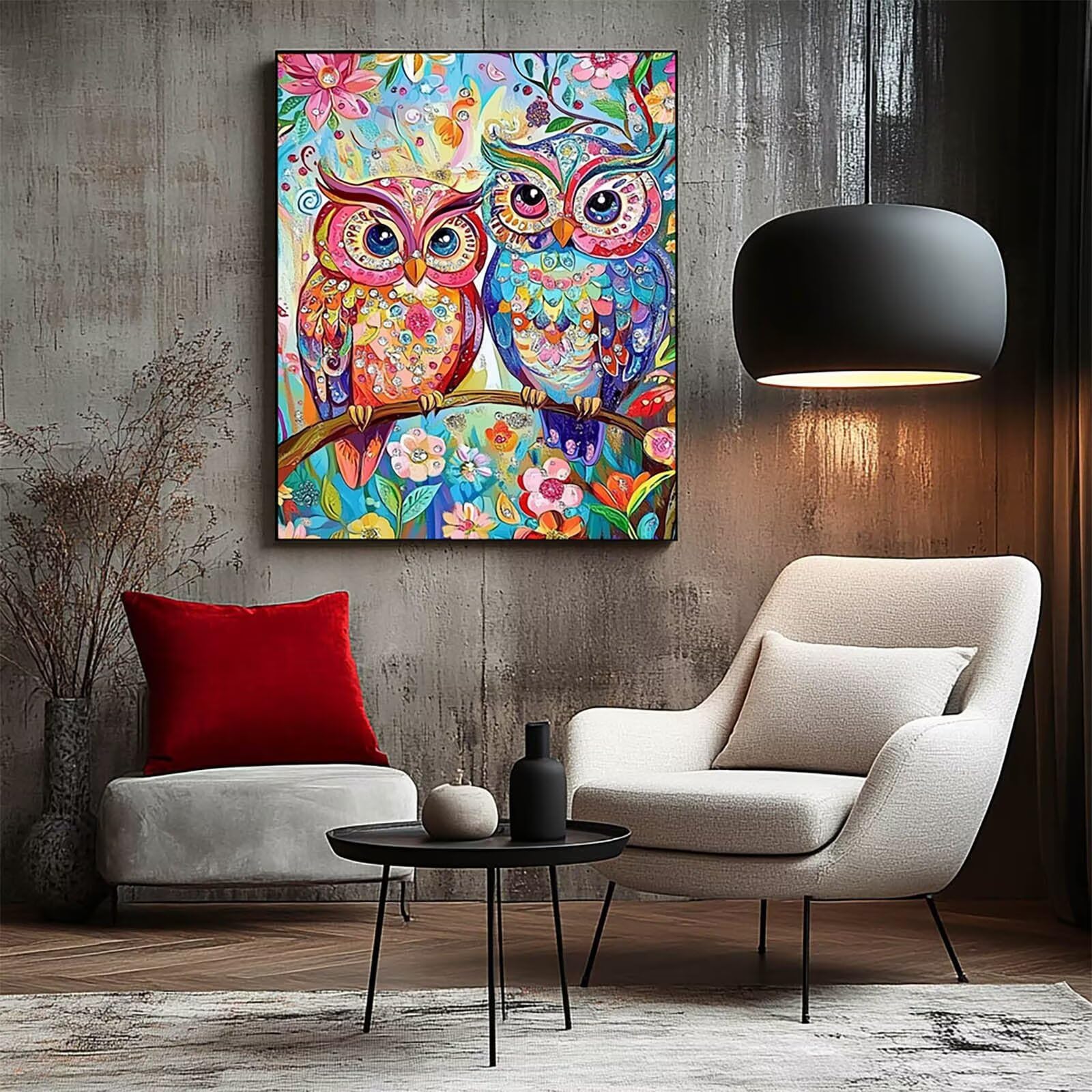 LSJ971 Malowanie po numerach, dla dorosłych, malowanie sowami po numerach, kwiat, 71 x 81 cm, hobby DIY dla dorosłych kobiet, malowanie na płótnie farbą akrylową i pędzlami, zestaw artystyczny do
