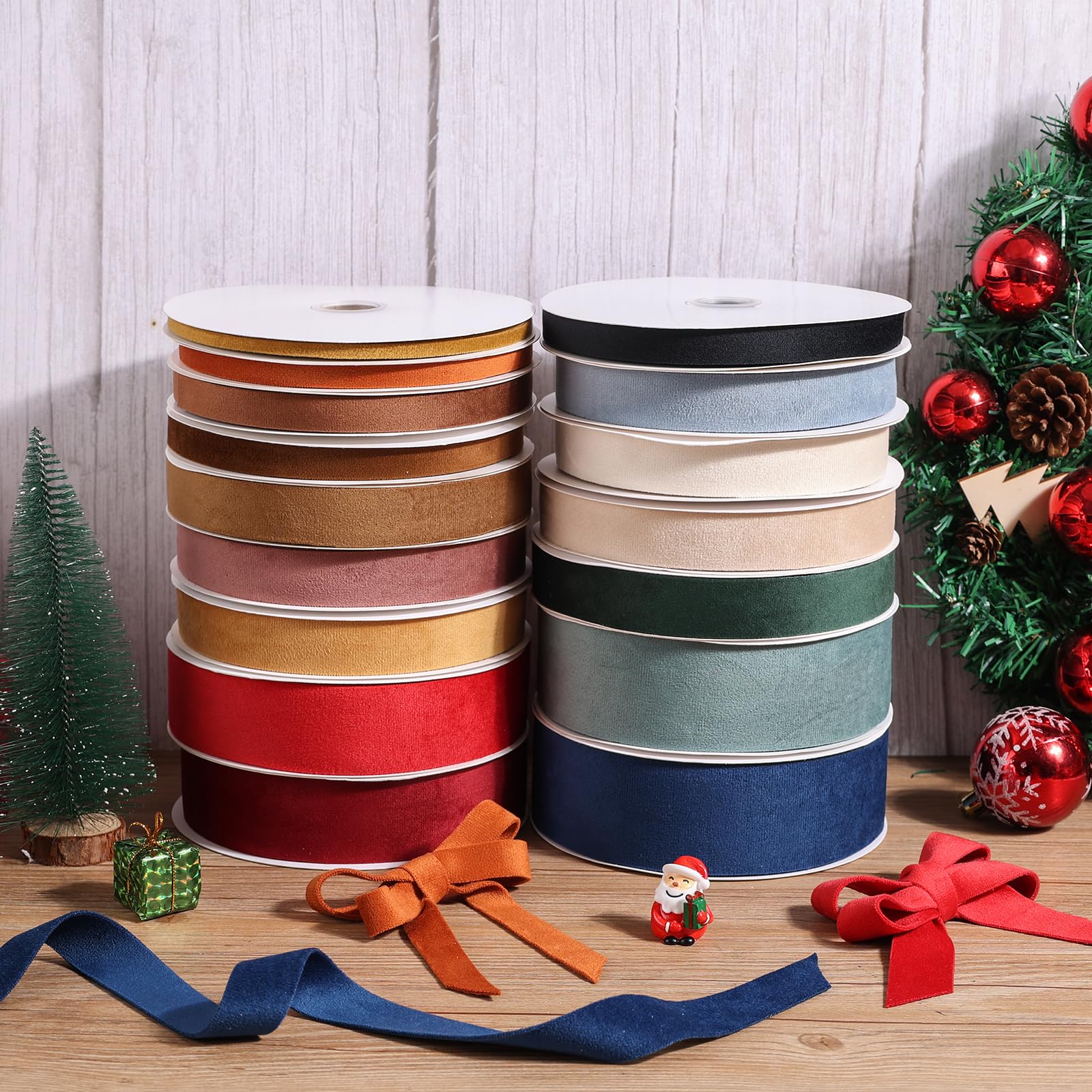 Burgunderrotes Samtband, doppelseitig, 0,95 cm x 20 m, ideal für Weihnachten, Hochzeitsdekoration, Geschenkverpackungen und Weihnachtsbaumschmuck, Burgunderrot