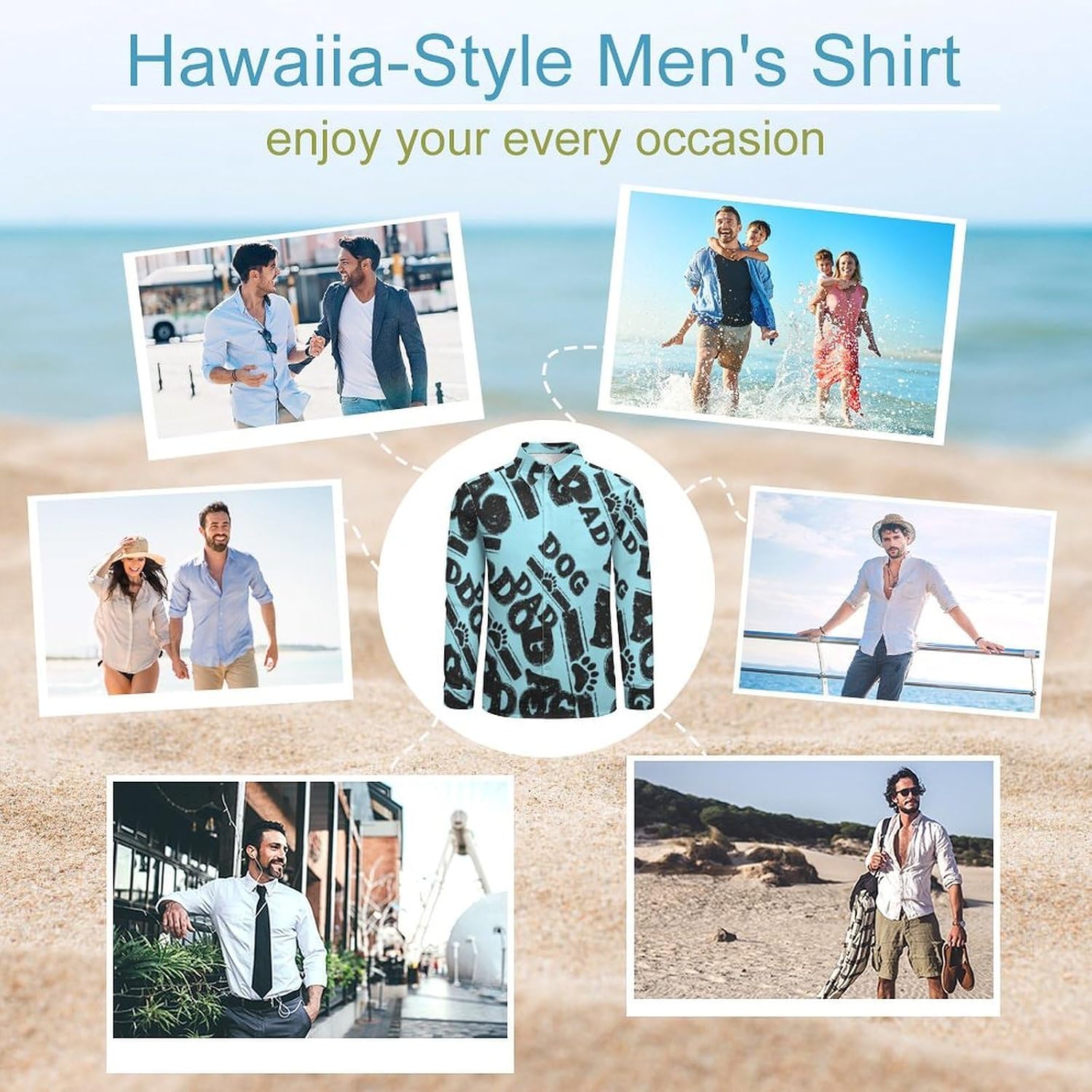 DOG DAD Long Sleeve Shirts Casual Dress Shirt Button-down T-shirts for Men