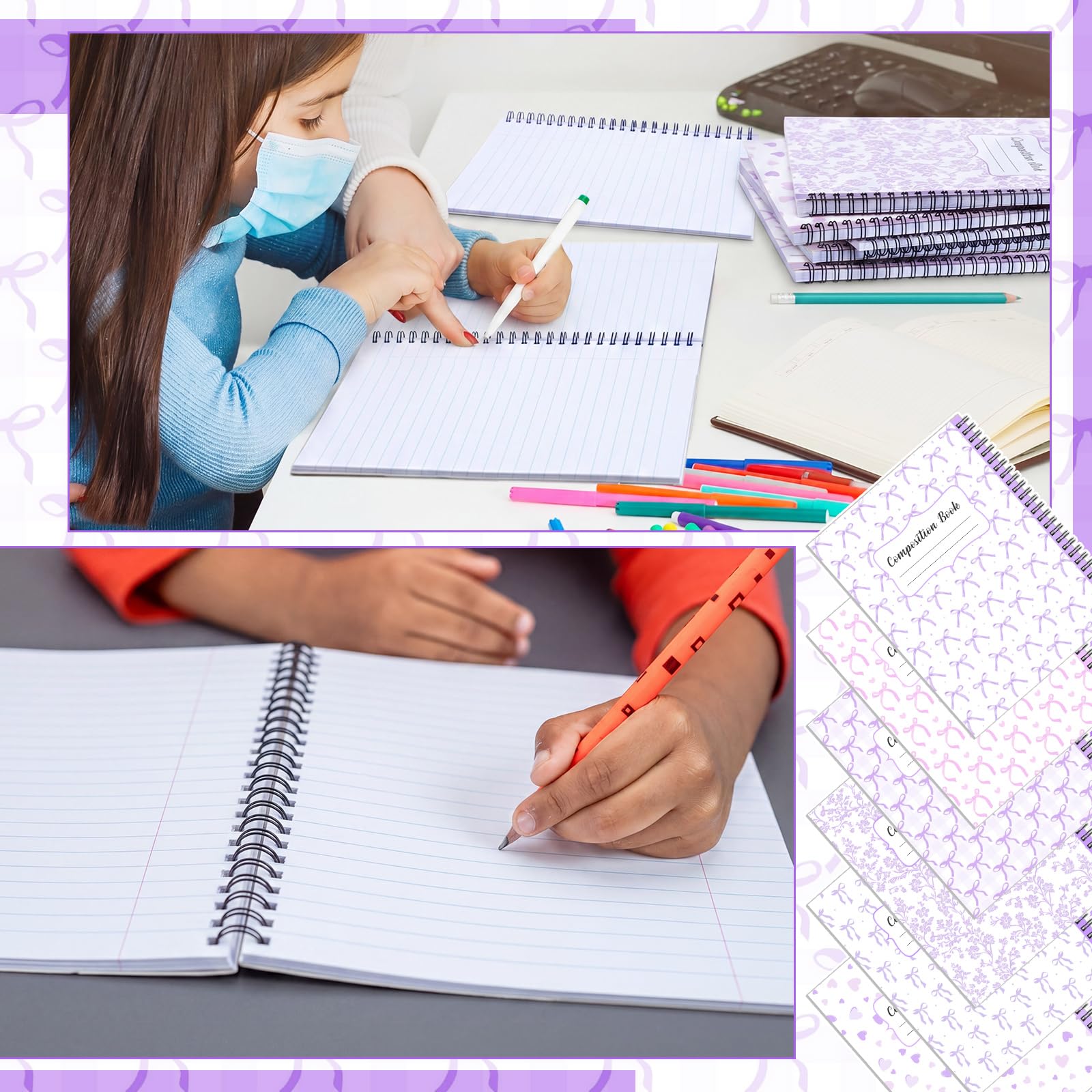 AmazingSpark Lefty Preppy Coquette - Confezione da 6 quaderni, spirale