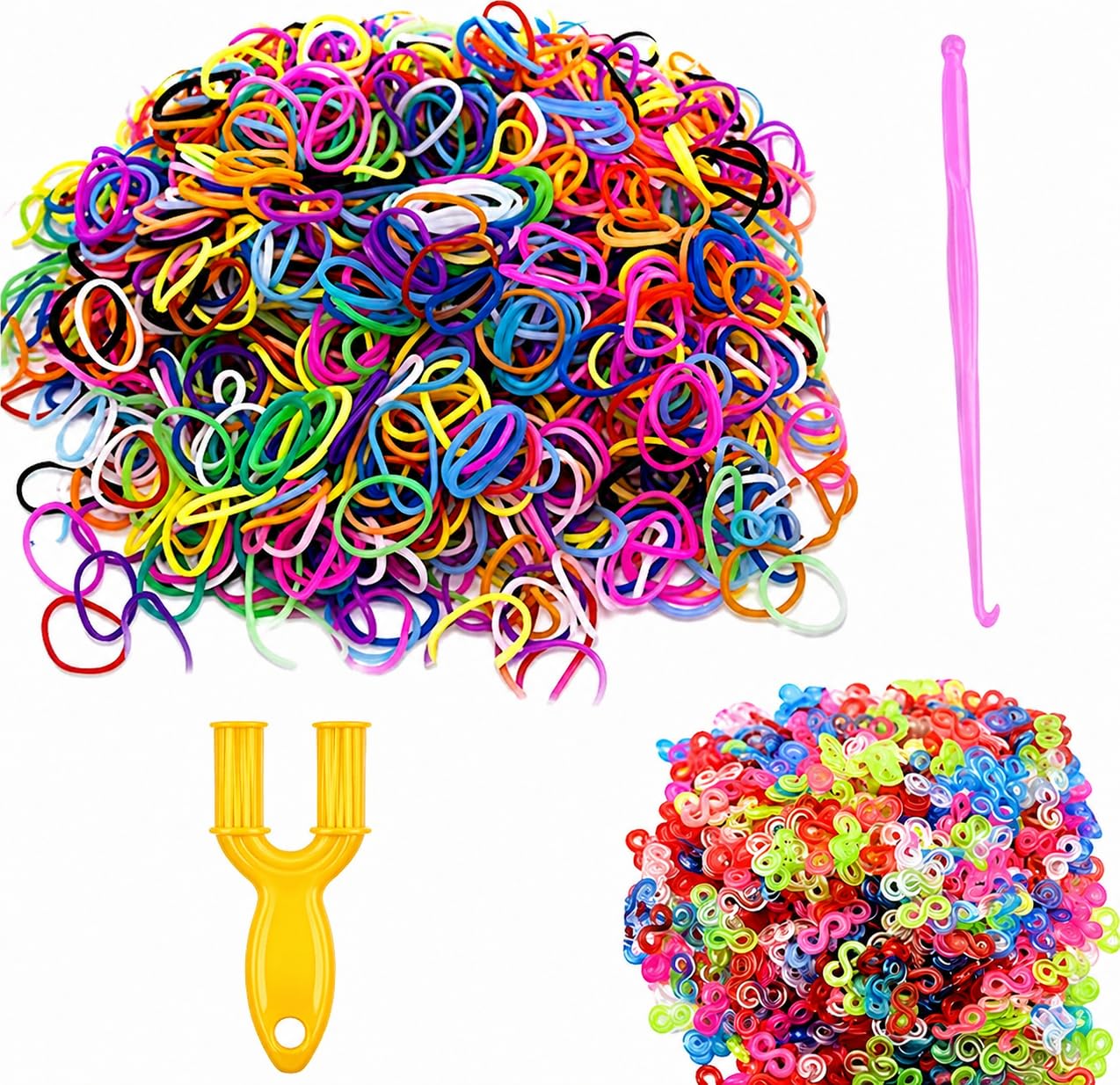 Crafties Multi Color 600+ Loom Bands Refill Pack With Hook Tool And Colorful S Clips Art Craft Refills For Diy Bracelet Making Refill Kit (Multi Color)
