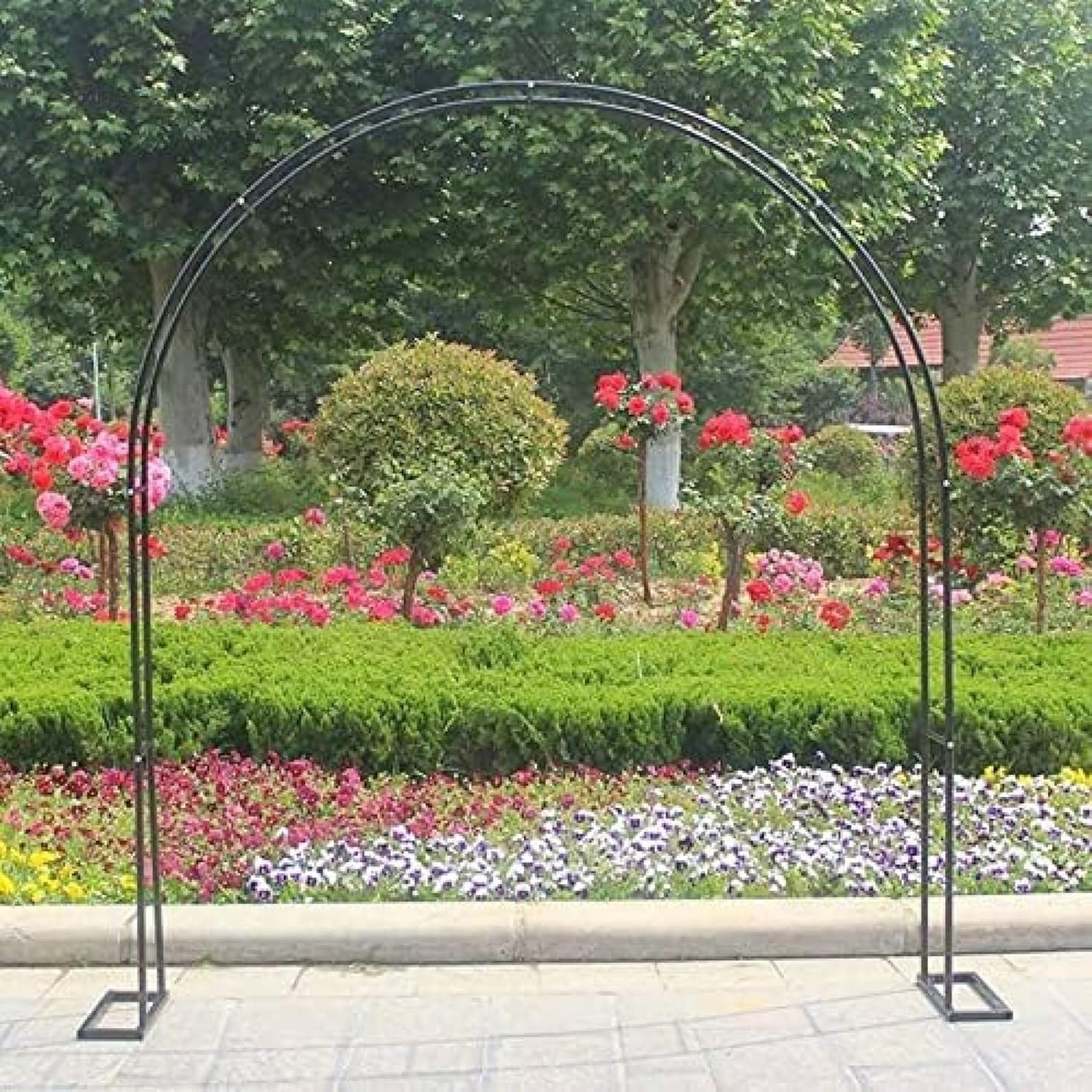 Arche de jardin en métal avec bases amovibles, treillis W120xH220cm à haute résistance